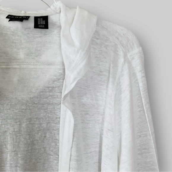 Tahari Linen Hooded Cardigan Sz 2X White Semi Sheer Coastal Resortwear Vacation - Picture 5 of 11